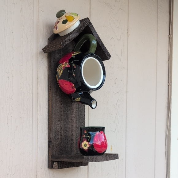 Rustic Wooden Bird Feeder Candy Apple - Picture 3 of 16